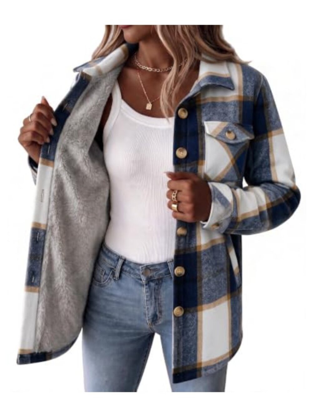 Zeagoo Women Sherpa Fleece Lined Plaid Flannel Jacket Winter Coat